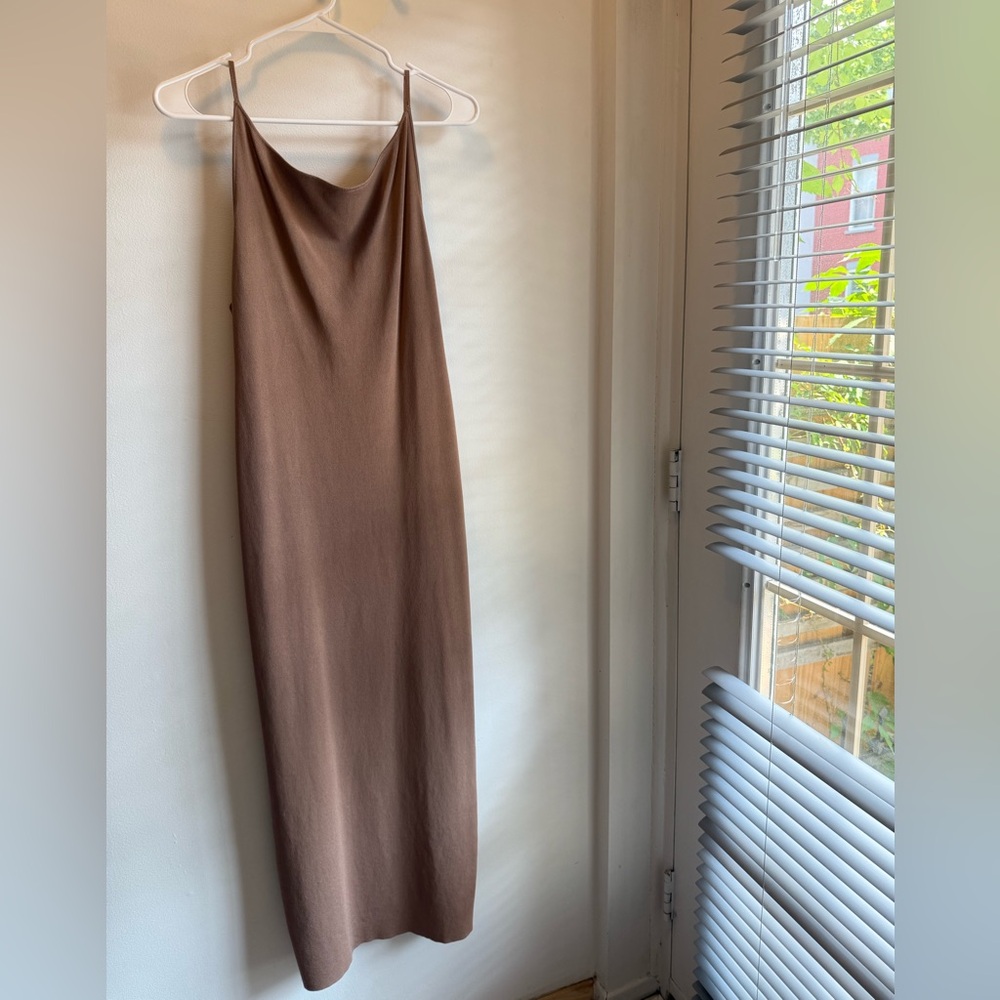 COS Brown Tan Backless Slip Knitted Dress (excellent condition)
